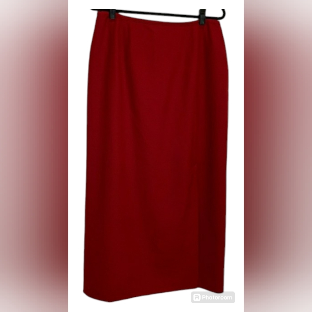 Vintage Norton McNaughton solid red skirt with Side Slit Fully lined size 12